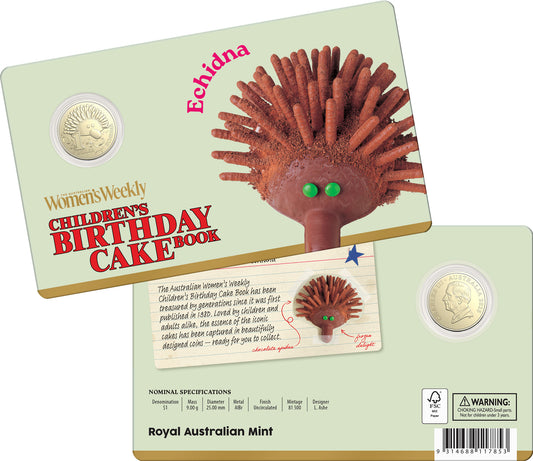 2025 $1 Women's Weekly Children's Birthday Cake Book Echidna Uncirculated Coin