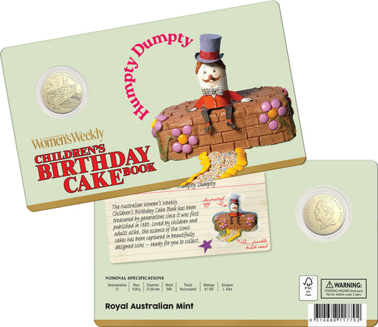 2025 $1 Women's Weekly Children's Birthday Cake Book Humpty Dumpty Uncirculated Coin