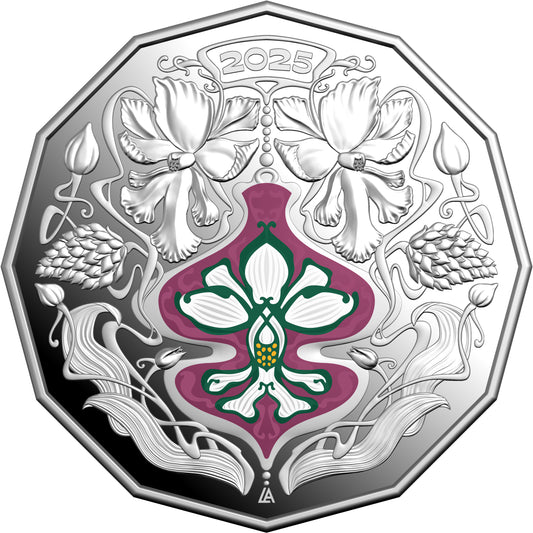 2025 50c Christmas Festive Florals Coloured Silver Proof Coin