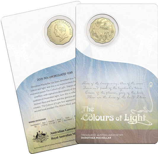 2025 50c Treasured Australian Stories Dorothy Mackellar The Colours of Light Uncirculated Coin