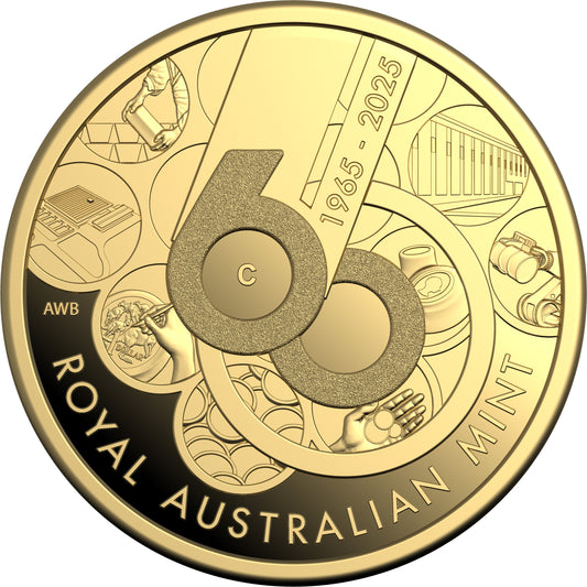 2025 $10 60th Anniversary of The Royal Australian Mint 1/10oz Gold Proof Coin