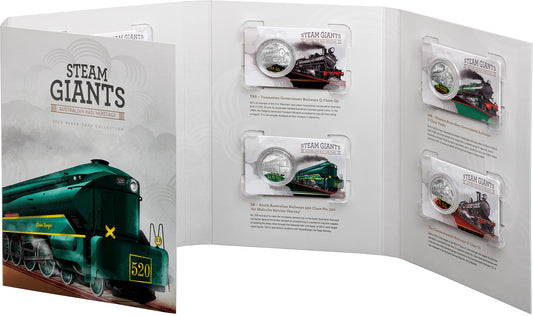 2025 50c Steam Giants Australian Rail Heritage Coloured Uncirculated 7 Coin Set