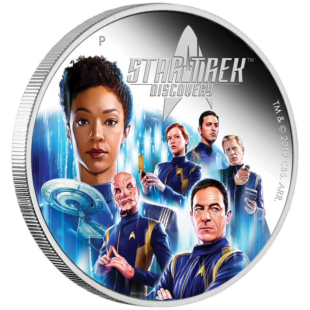 Tuvalu 2019 $2 Star Trek Discovery Crew 2oz Silver Coloured Proof Coin