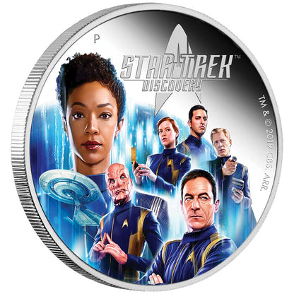 Tuvalu 2019 $2 Star Trek Discovery Crew 2oz Silver Coloured Proof Coin