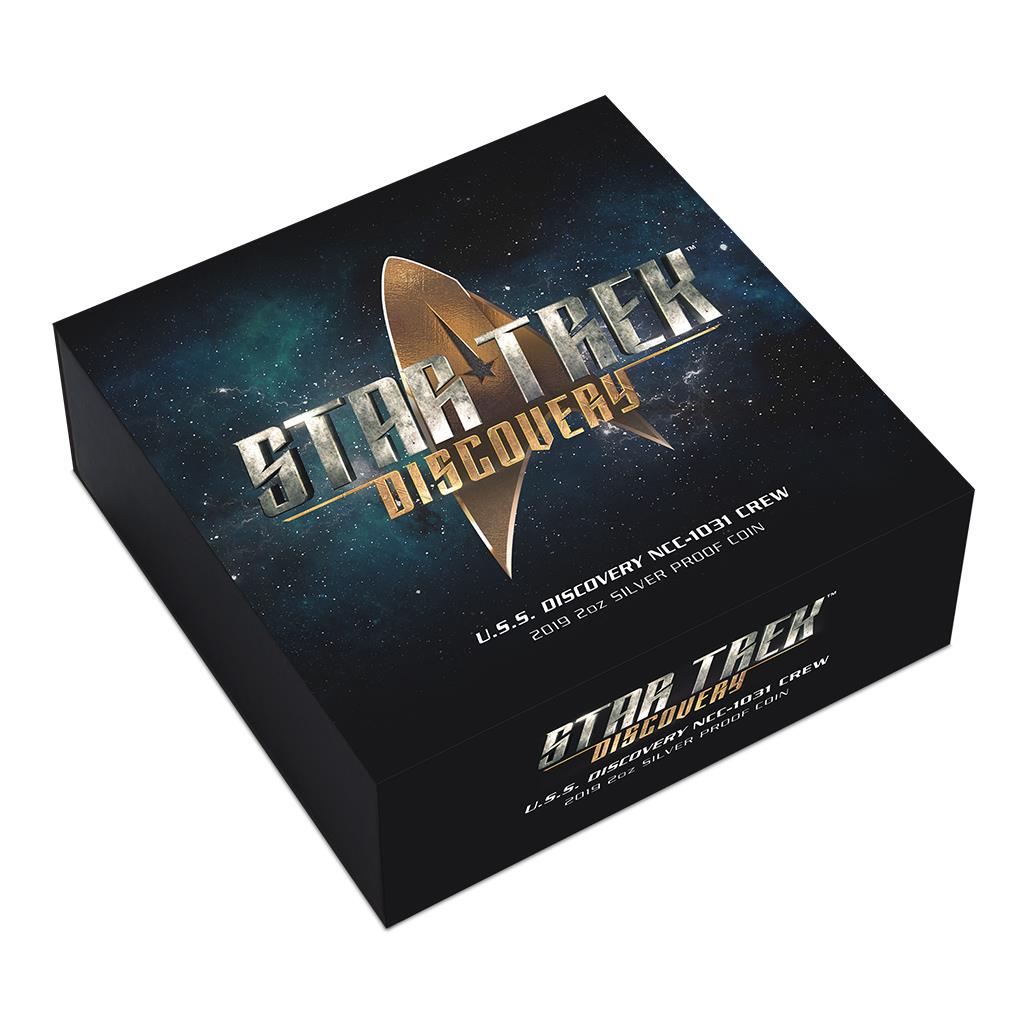 Tuvalu 2019 $2 Star Trek Discovery Crew 2oz Silver Coloured Proof Coin