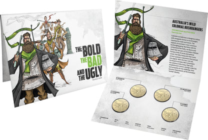 2019 $1 Australian Bushrangers The Bold The Bad and The Ugly Uncirculated 4 Coin Set