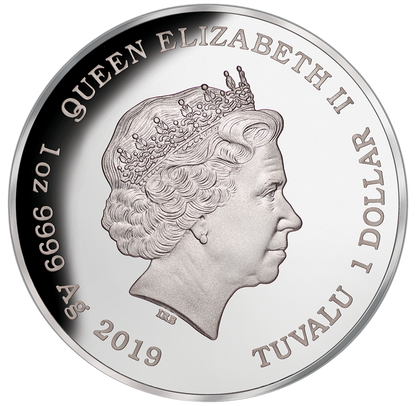 Tuvalu 2019 $1 Deadly and Dangerous Lionfish 1oz Silver Coloured Proof Coin