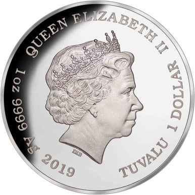 Tuvalu 2019 $1 Deadly and Dangerous Lionfish 1oz Silver Coloured Proof Coin