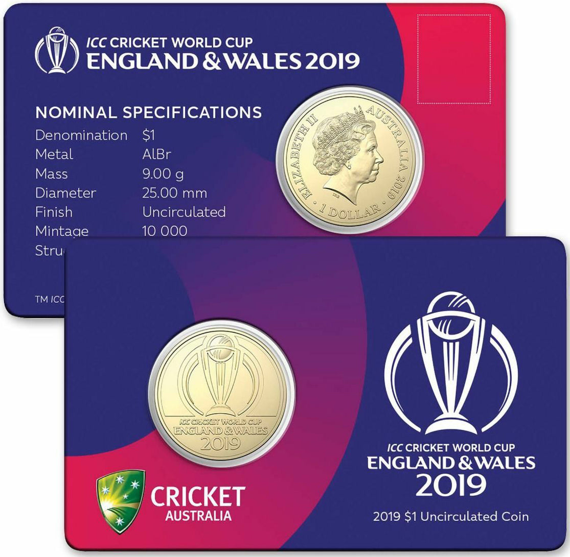 2019 $1 ICC Cricket World Cup England & Wales Uncirculated Coin