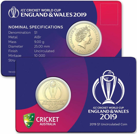 2019 $1 ICC Cricket World Cup England & Wales Uncirculated Coin