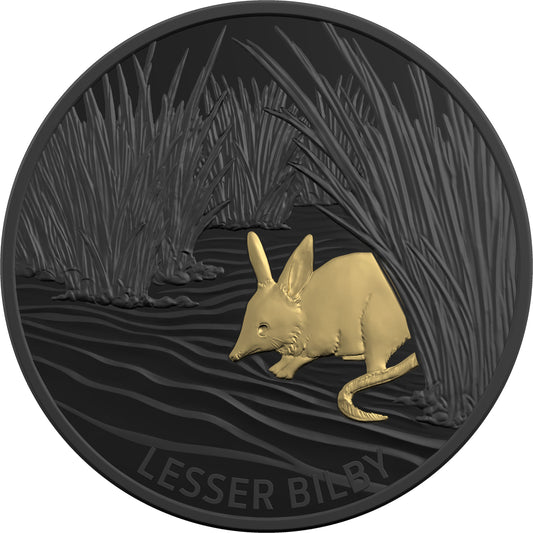 2019 $5 Echoes of Australian Fauna Lesser Bilby Selectively Gold Plated 1oz Silver Proof Coin