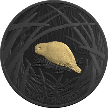 2019 $5 Echoes of Australian Fauna Night Parrot Selectively Gold Plated 1oz Silver Proof Coin