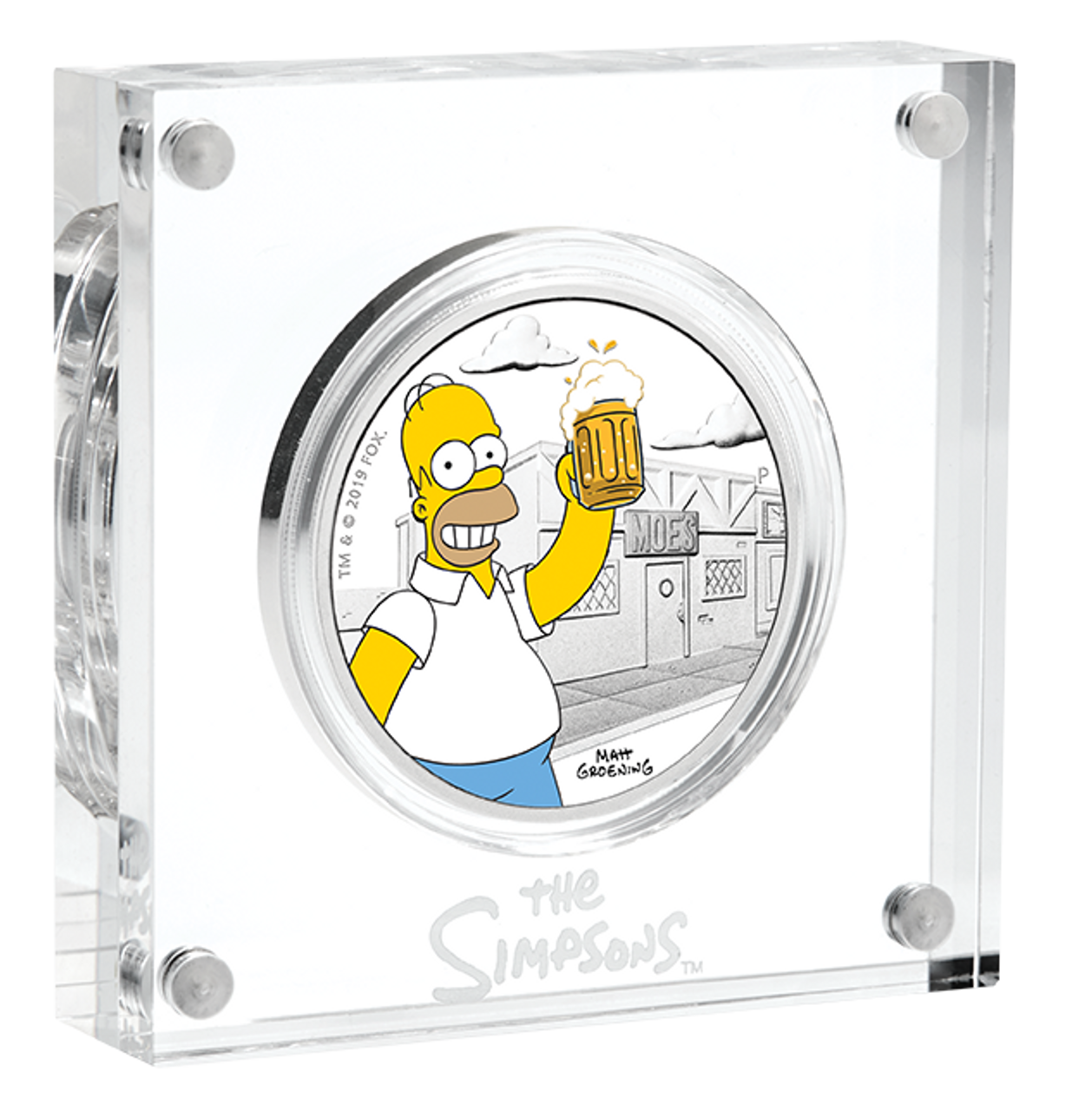 Tuvalu 2019 $1 The Simpsons Homer Simpson 1oz Silver Coloured Proof Coin