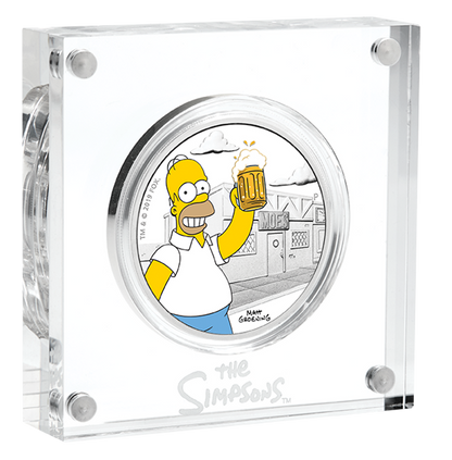 Tuvalu 2019 $1 The Simpsons Homer Simpson 1oz Silver Coloured Proof Coin