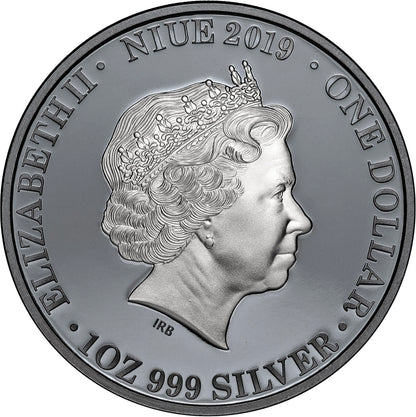 Niue 2019 $1 Australia at Night Kangaroo 1oz Silver Black Proof Coin