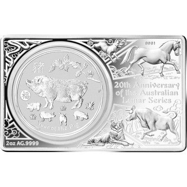 2019 20th Anniversary Pig 3oz Silver Coin and Bar