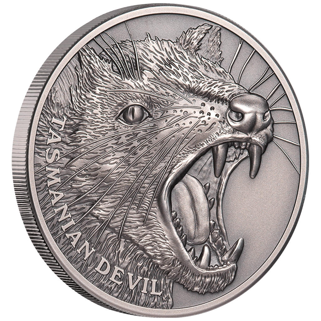 Niue 2019 $1 Wildlife Tasmanian Devil 1oz Silver Antiqued Coin