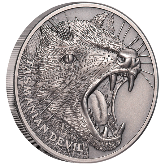 Niue 2019 $1 Wildlife Tasmanian Devil 1oz Silver Antiqued Coin