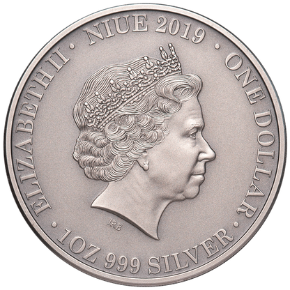 Niue 2019 $1 Wildlife Tasmanian Devil 1oz Silver Antiqued Coin