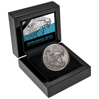 Niue 2019 $1 Wildlife Tasmanian Devil 1oz Silver Antiqued Coin