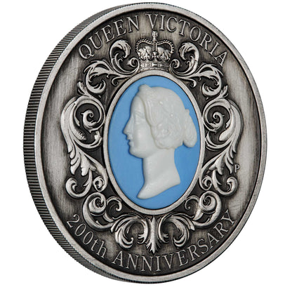 2019 $2 Queen Victoria 200th Anniversary with Cameo Insert 2oz Silver Antiqued Coin