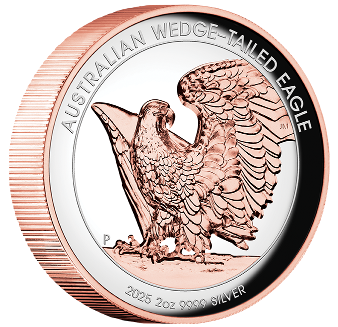 2025 $2 Australian Wedge-Tailed Eagle Selectively Rose Gold Plated 2oz Silver High Relief Proof Coin