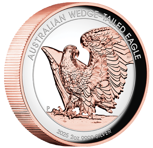 2025 $2 Australian Wedge-Tailed Eagle Selectively Rose Gold Plated 2oz Silver High Relief Proof Coin