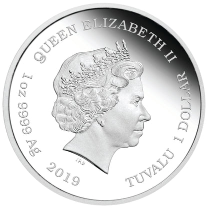 Tuvalu 2019 $1 The Simpsons Bart 1oz Silver Coloured Proof Coin