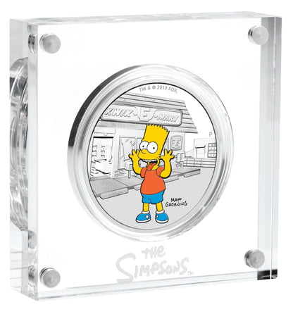 Tuvalu 2019 $1 The Simpsons Bart 1oz Silver Coloured Proof Coin