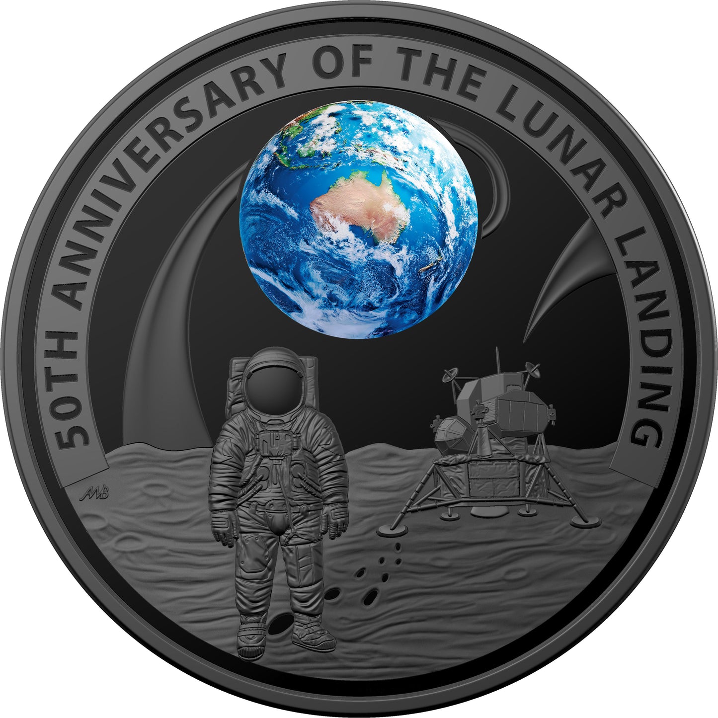 2019 $5 50th Anniversary of The Moon Landing 1oz Silver Proof Domed Coin