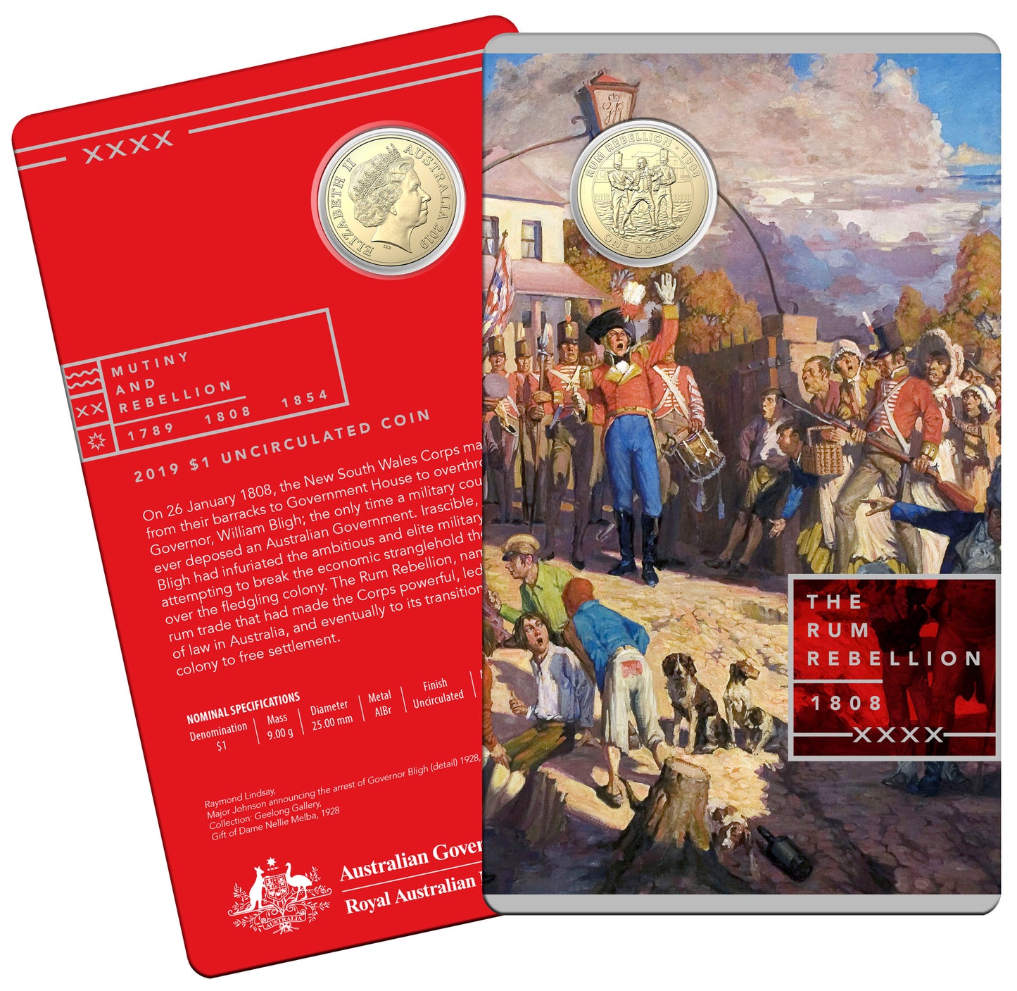 2019 $1 Mutiny and Rebellion The Rum Rebellion Uncirculated Coin