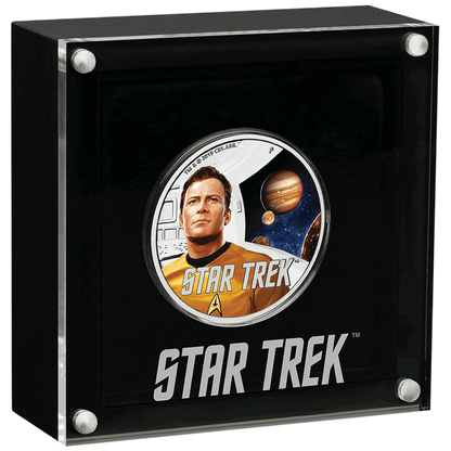 Tuvalu 2019 $1 Star Trek Captain Kirk and Jupiter 1oz Silver Coloured Proof Coin