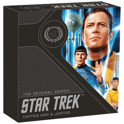 Tuvalu 2019 $1 Star Trek Captain Kirk and Jupiter 1oz Silver Coloured Proof Coin