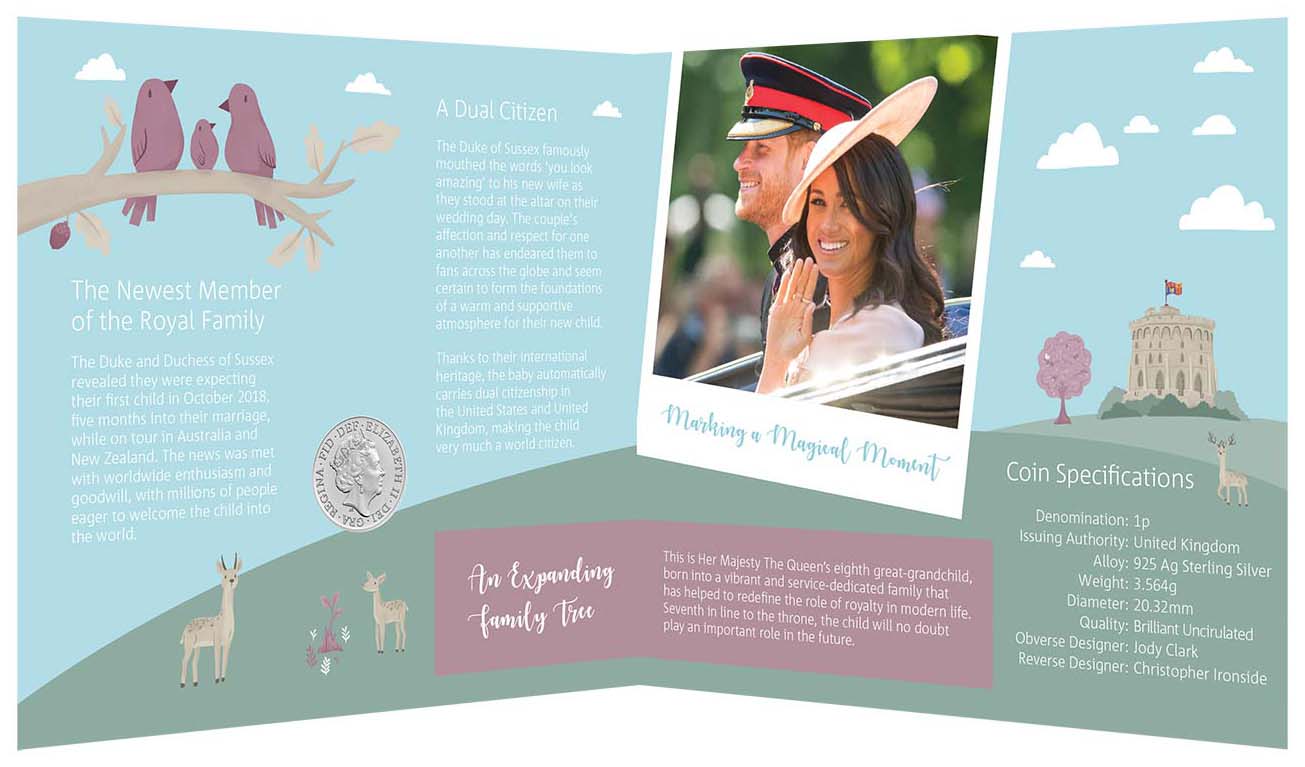 UK 2019 1p Celebrating The Birth of The Duke and Duchess of Sussex's First Child Silver Uncirculated Coin