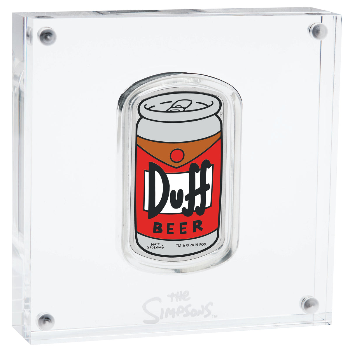 Tuvalu 2019 $1 The Simpsons Duff Beer 1oz Silver Coloured Shaped Coin