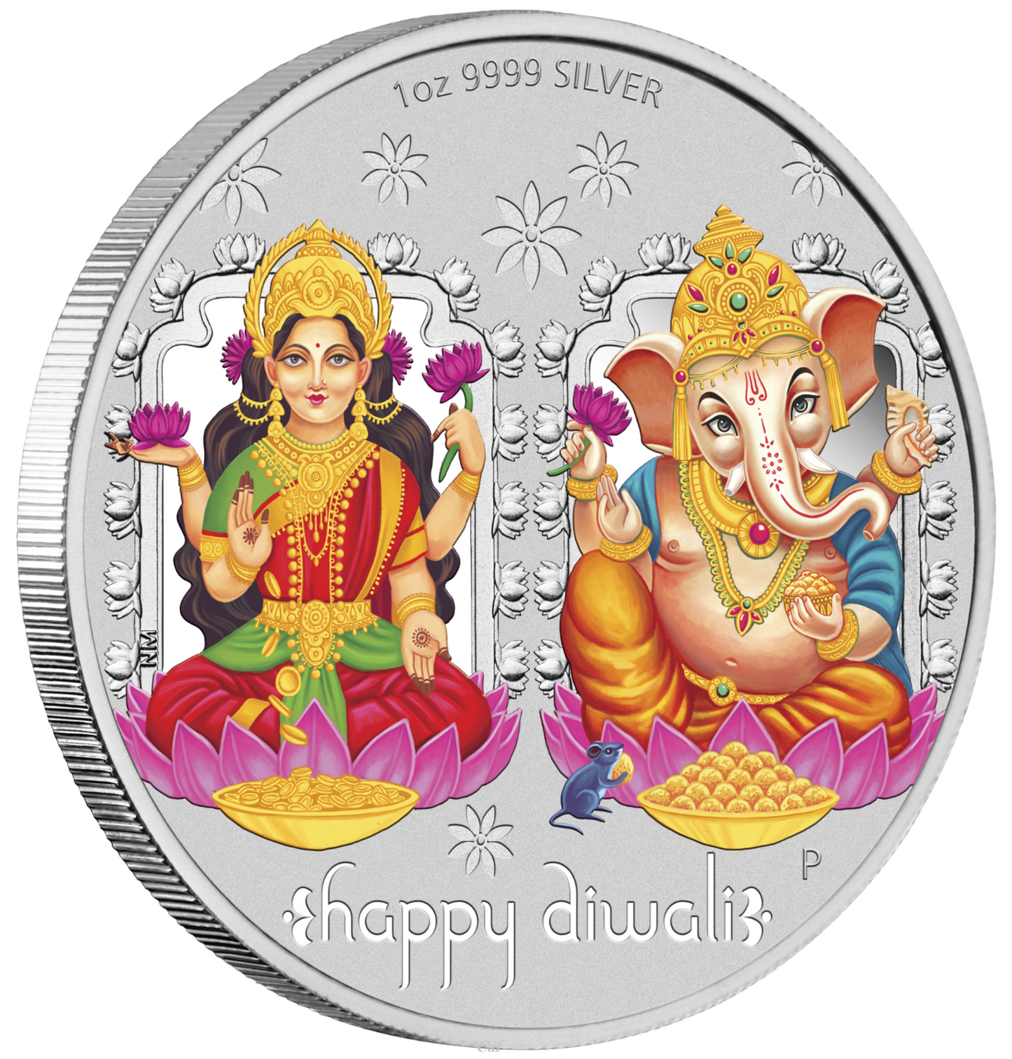 2019 Happy Diwali 1oz Silver Coloured Medallion