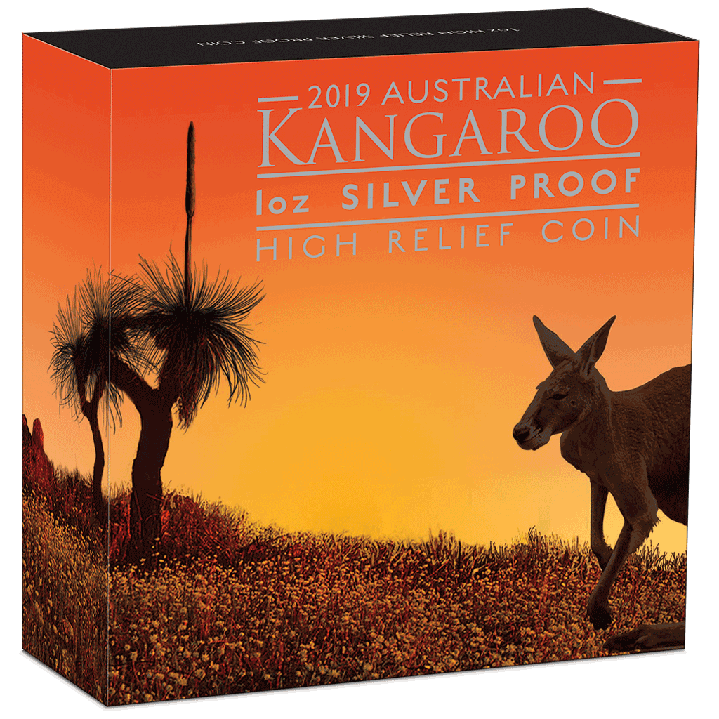 2019 $1 Australian Kangaroo 1oz Silver High Relief Proof Coin