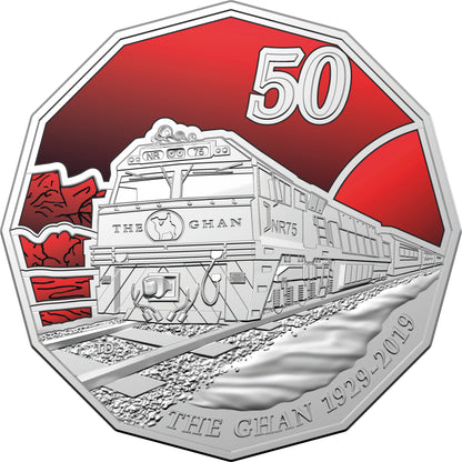 2019 50c The Ghan Celebrating 90 Years Coloured Uncirculated Coin