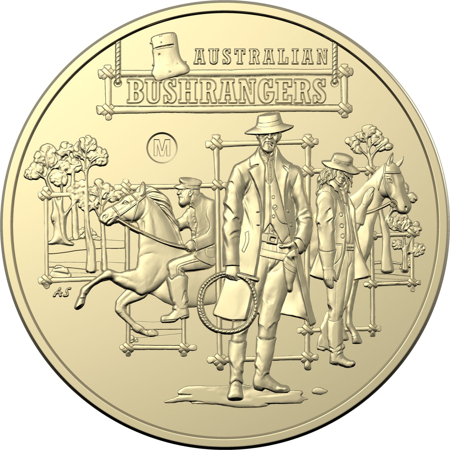 2019 $1 Australian Bushrangers The Bold The Bad and The Ugly 'Mad Dog' Morgan 'M' Counterstamp Uncirculated Coin