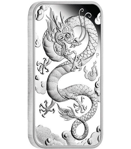 2019 $1 Dragon 1oz Silver Proof Rectangular Coin