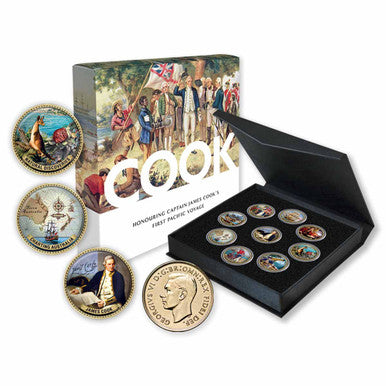 Captain Cook Gold Plated Penny 9 Coin Collection
