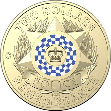 2019 $2 National Police Remembrance Day 30th Anniversary 'C' Mintmark Coloured Uncirculated Coin