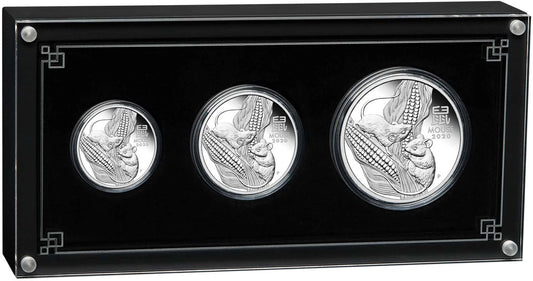 2020 Lunar Year of The Mouse Silver Proof 3 Coin Set