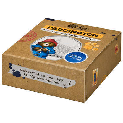 UK 2019 50p Paddington At The Tower Silver Coloured Proof Coin