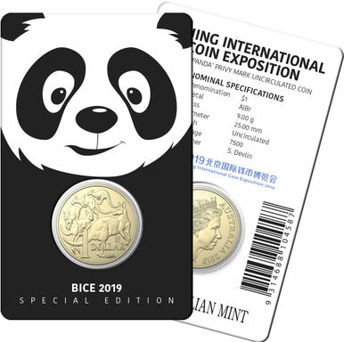 2019 $1 Beijing International Coin Exposition 'Panda' Privy Mark Uncirculated Coin