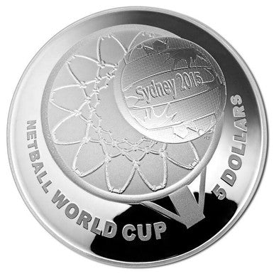 2015 $5 Netball World Cup 1oz Silver Proof Domed Coin
