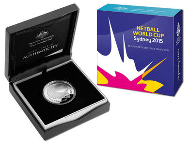 2015 $5 Netball World Cup 1oz Silver Proof Domed Coin