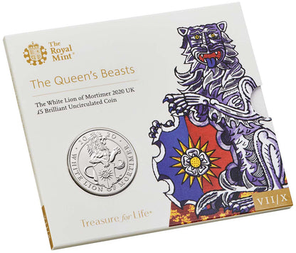 UK 2020 £5 The Queen's Beasts The White Lion of Mortimer Uncirculated Coin
