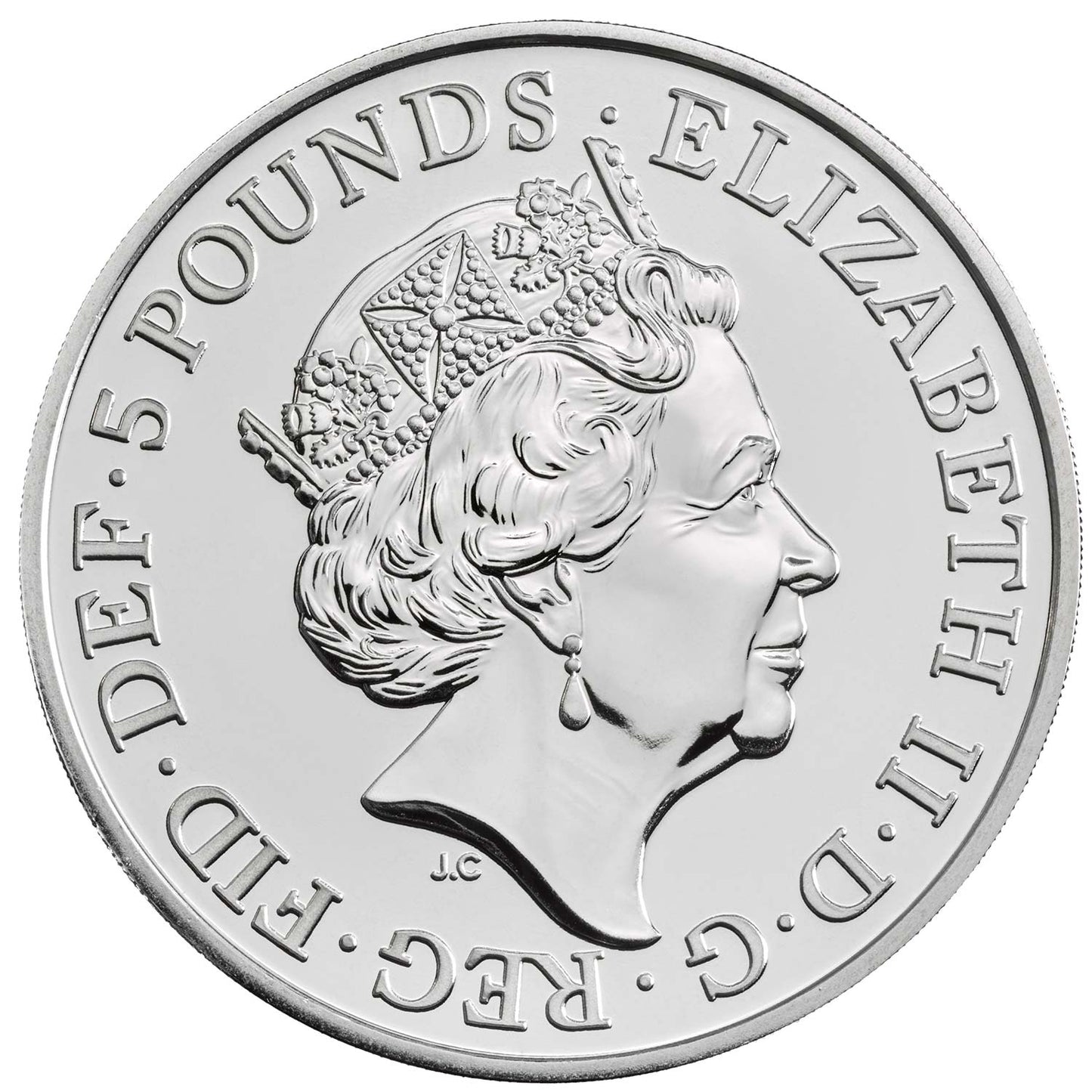 UK 2020 £5 The Queen's Beasts The White Lion of Mortimer Uncirculated Coin