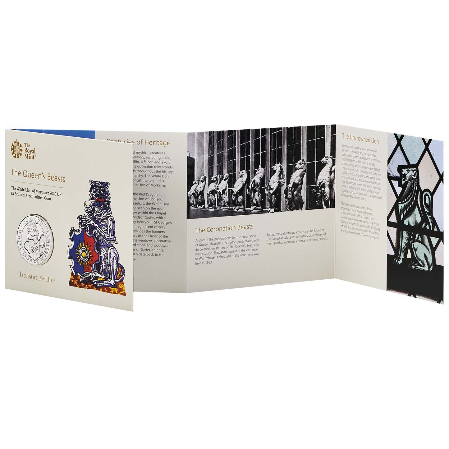 UK 2020 £5 The Queen's Beasts The White Lion of Mortimer Uncirculated Coin